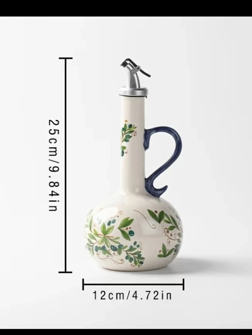 Beautiful Hand Painted Italian Decor Olive Oil Cruet Dispenser Bottle NEW